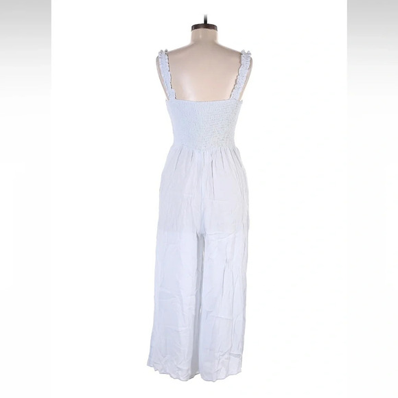 NWT Aritzia Wilfred Chianti Wide Leg Smocked Jumpsuit White- Size Medium - Picture 3 of 5